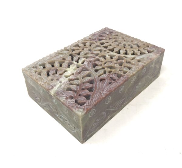 Shreyshti Soapstone Storage / Tarot Card Box Net Carving approx 6"x4" for Tarot Cards, Jewelry etc. - Image 3